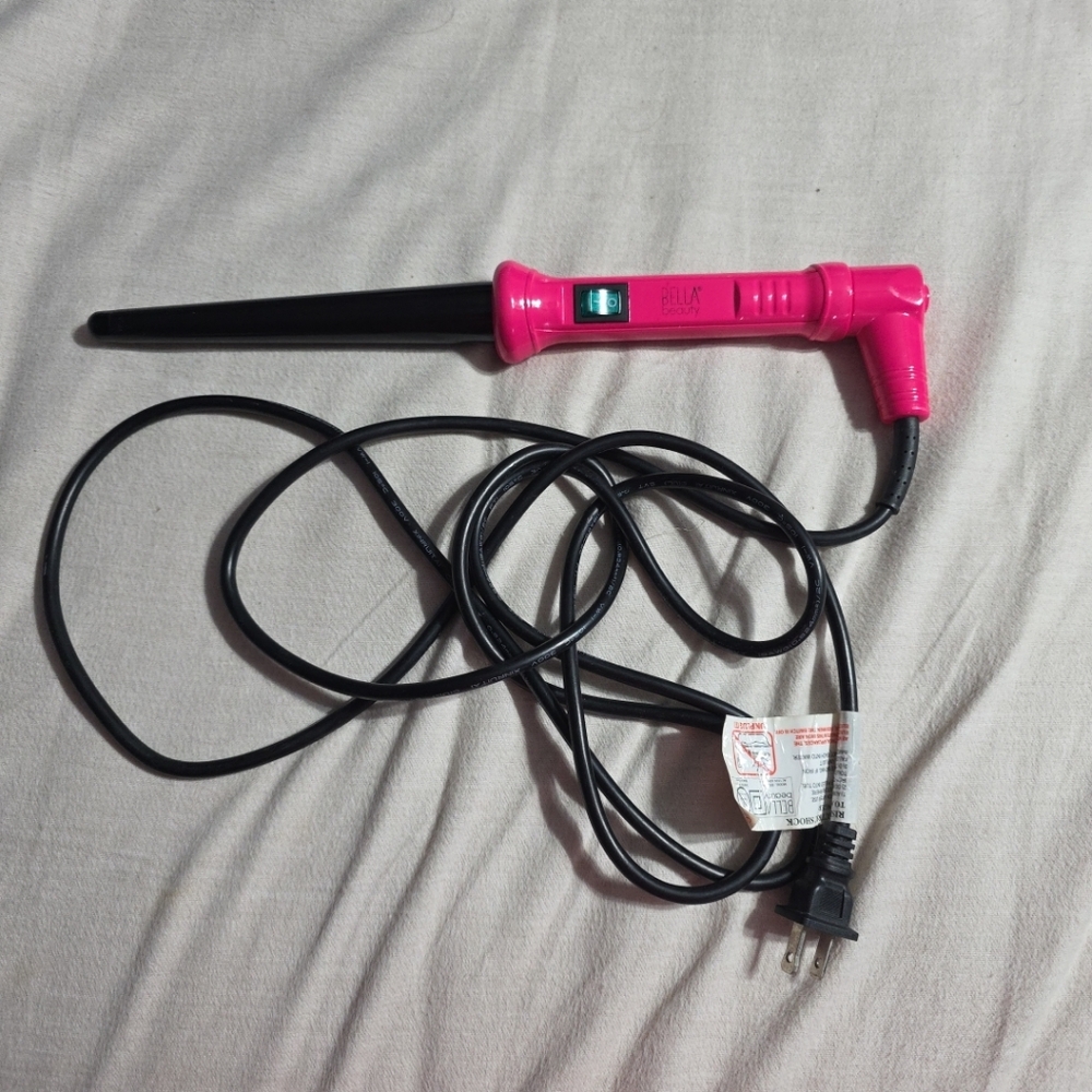 Bella Beauty Heat Professional 1.5” to 2” Curling Wand Iron Pink Handle